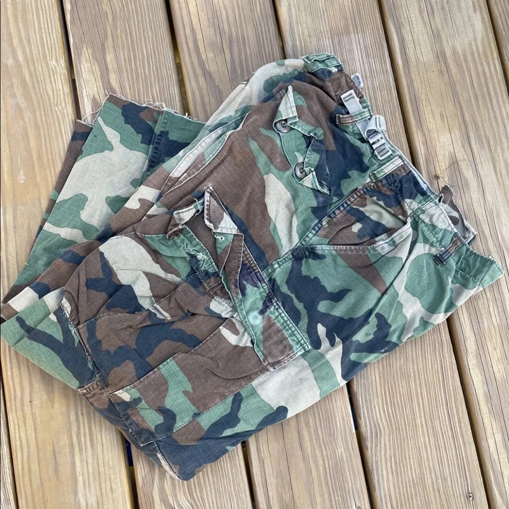 US ARMY BDU Pants Small Short 27x27 Cargo Woodland Camouflage 1980s 90s Uniform